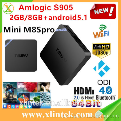 Newest Model T95N 4K HD media player quad core OTT IR remote control android tv box Mini M8S pro